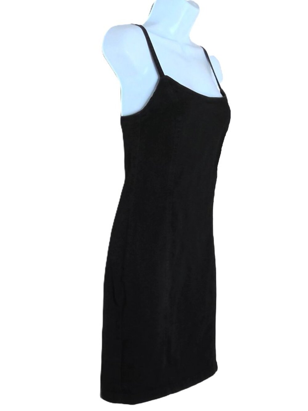 H&M DIVIDED Black Denim Mini Dress Sleeveless Grunge Stretch Faded Denim Sz S